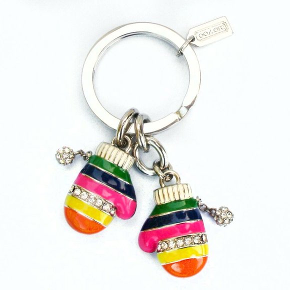 Coach Legacy Stripe Multi-Color Mitten Keychain